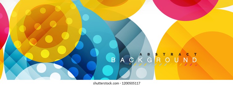 Fondo de diseño de círculos superpuestos. Plantilla de diseño abstracto de moda para presentación de negocios o tecnología o portada de folletos web, fondo de pantalla. Ilustración del vector