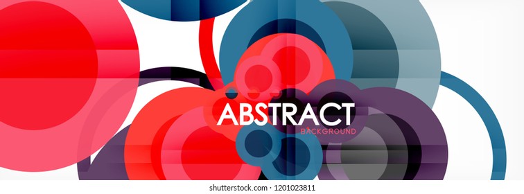 Fondo de diseño de círculos superpuestos. Plantilla de diseño abstracto de moda para presentación de negocios o tecnología o portada de folletos web, fondo de pantalla. Ilustración del vector
