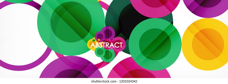 Fondo de diseño de círculos superpuestos. Plantilla de diseño abstracto de moda para presentación de negocios o tecnología o portada de folletos web, fondo de pantalla. Ilustración del vector
