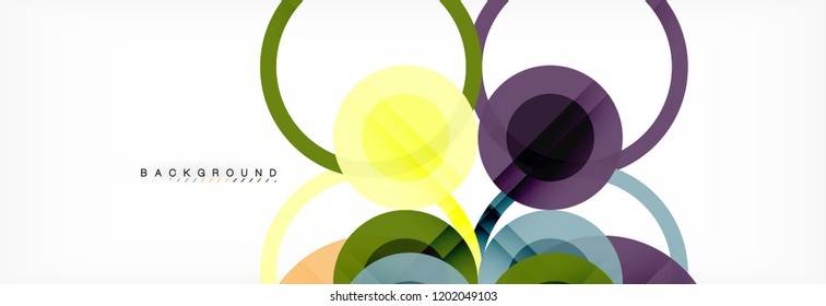 Fondo de diseño de círculos superpuestos. Plantilla de diseño abstracto de moda para presentación de negocios o tecnología o portada de folletos web, fondo de pantalla. Ilustración del vector