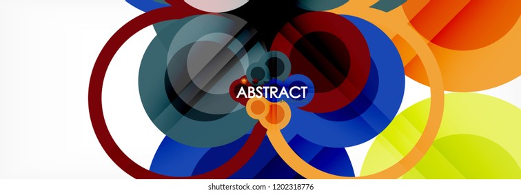 Fondo de diseño de círculos superpuestos. Plantilla de diseño abstracto de moda para presentación de negocios o tecnología o portada de folletos web, fondo de pantalla. Ilustración del vector