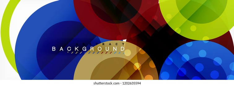 Fondo de diseño de círculos superpuestos. Plantilla de diseño abstracto de moda para presentación de negocios o tecnología o portada de folletos web, fondo de pantalla. Ilustración del vector