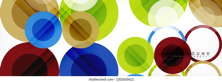 Fondo de diseño de círculos superpuestos. Plantilla de diseño abstracto de moda para presentación de negocios o tecnología o portada de folletos web, fondo de pantalla. Ilustración del vector
