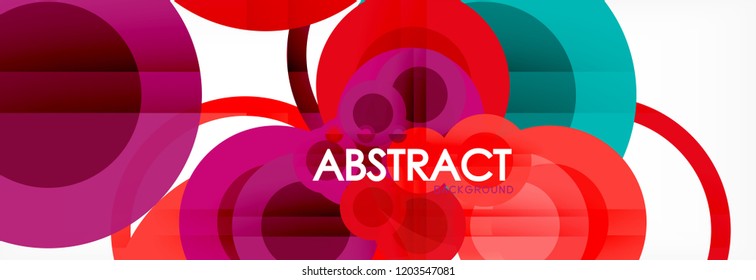 Fondo de diseño de círculos superpuestos. Plantilla de diseño abstracto de moda para presentación de negocios o tecnología o portada de folletos web, fondo de pantalla. Ilustración del vector