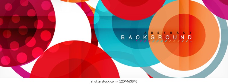 Fondo de diseño de círculos superpuestos. Plantilla de diseño abstracto de moda para presentación de negocios o tecnología o portada de folletos web, fondo de pantalla. Ilustración del vector