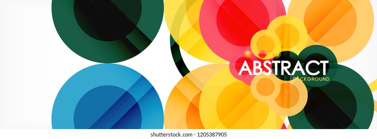 Fondo de diseño de círculos superpuestos. Plantilla de diseño abstracto de moda para presentación de negocios o tecnología o portada de folletos web, fondo de pantalla. Ilustración del vector