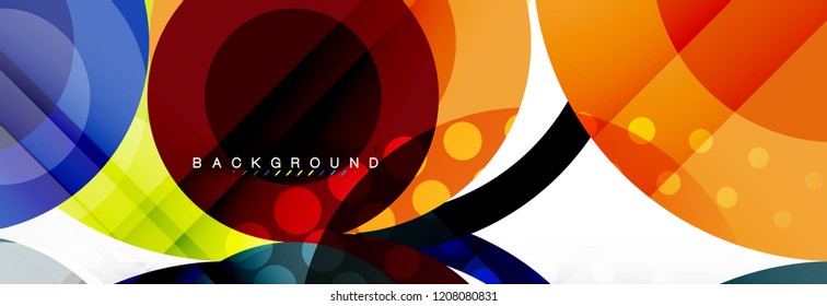 Fondo de diseño de círculos superpuestos. Plantilla de diseño abstracto de moda para presentación de negocios o tecnología o portada de folletos web, fondo de pantalla. Ilustración del vector