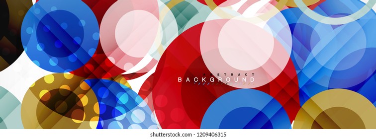 Overlapping circles design background. Trendy abstract layout template for business or technology presentation or web brochure cover, wallpaper. Vector illustration