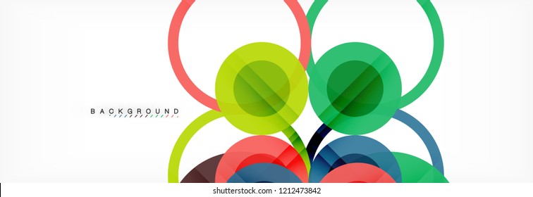 Fondo de diseño de círculos superpuestos. Plantilla de diseño abstracto de moda para presentación de negocios o tecnología o portada de folletos web, fondo de pantalla. Ilustración del vector