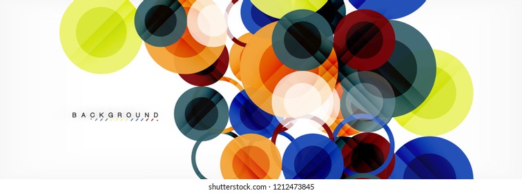 Fondo de diseño de círculos superpuestos. Plantilla de diseño abstracto de moda para presentación de negocios o tecnología o portada de folletos web, fondo de pantalla. Ilustración del vector