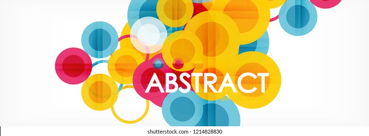Fondo de diseño de círculos superpuestos. Plantilla de diseño abstracto de moda para presentación de negocios o tecnología o portada de folletos web, fondo de pantalla. Ilustración del vector