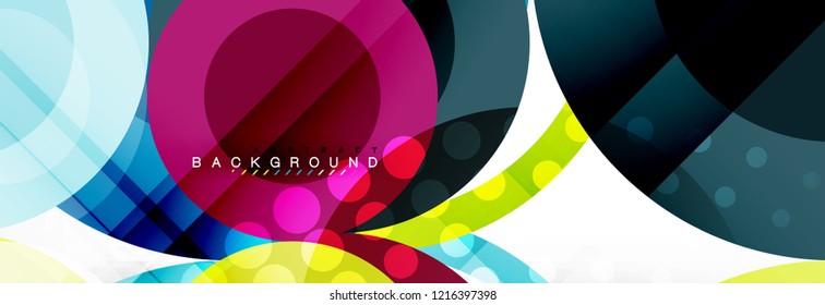 Fondo de diseño de círculos superpuestos. Plantilla de diseño abstracto de moda para presentación de negocios o tecnología o portada de folletos web, fondo de pantalla. Ilustración del vector