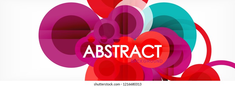 Fondo de diseño de círculos superpuestos. Plantilla de diseño abstracto de moda para presentación de negocios o tecnología o portada de folletos web, fondo de pantalla. Ilustración del vector