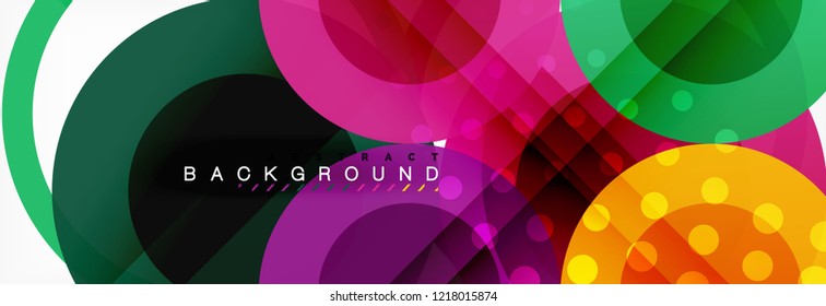 Fondo de diseño de círculos superpuestos. Plantilla de diseño abstracto de moda para presentación de negocios o tecnología o portada de folletos web, fondo de pantalla. Ilustración del vector
