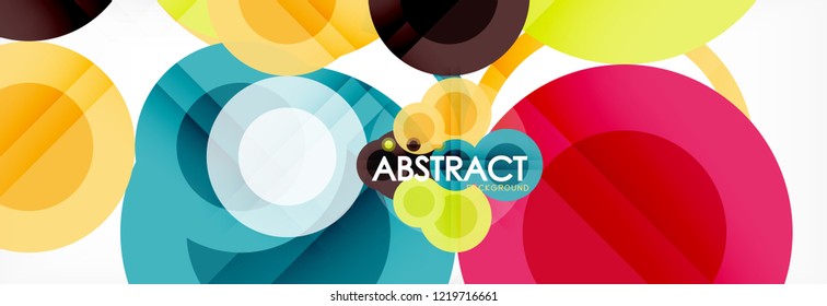 Fondo de diseño de círculos superpuestos. Plantilla de diseño abstracto de moda para presentación de negocios o tecnología o portada de folletos web, fondo de pantalla. Ilustración del vector