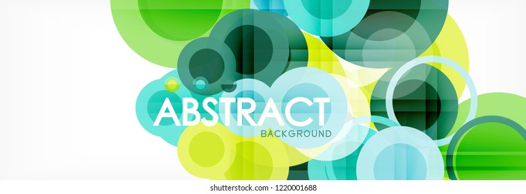 Fondo de diseño de círculos superpuestos. Plantilla de diseño abstracto de moda para presentación de negocios o tecnología o portada de folletos web, fondo de pantalla. Ilustración del vector
