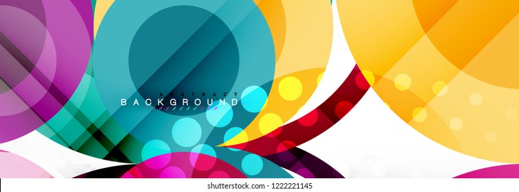 Fondo de diseño de círculos superpuestos. Plantilla de diseño abstracto de moda para presentación de negocios o tecnología o portada de folletos web, fondo de pantalla. Ilustración del vector