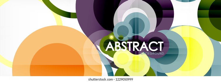 Fondo de diseño de círculos superpuestos. Plantilla de diseño abstracto de moda para presentación de negocios o tecnología o portada de folletos web, fondo de pantalla. Ilustración del vector