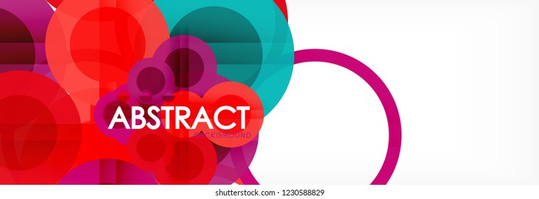 Fondo de diseño de círculos superpuestos. Plantilla de diseño abstracto de moda para presentación de negocios o tecnología o portada de folletos web, fondo de pantalla. Ilustración del vector