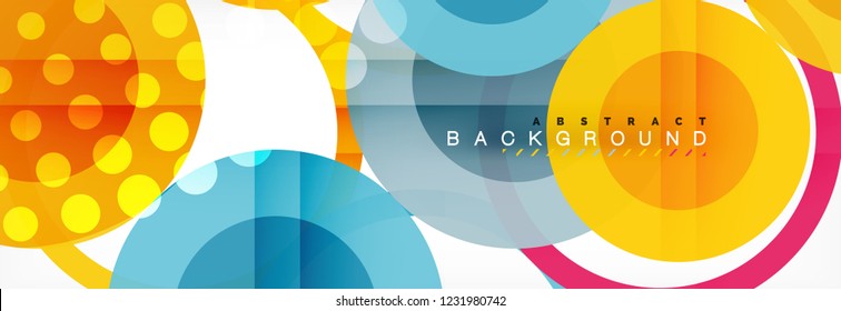 Fondo de diseño de círculos superpuestos. Plantilla de diseño abstracto de moda para presentación de negocios o tecnología o portada de folletos web, fondo de pantalla. Ilustración del vector
