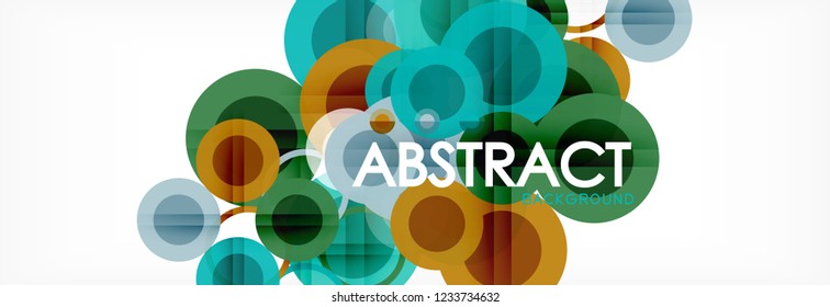 Fondo de diseño de círculos superpuestos. Plantilla de diseño abstracto de moda para presentación de negocios o tecnología o portada de folletos web, fondo de pantalla. Ilustración del vector
