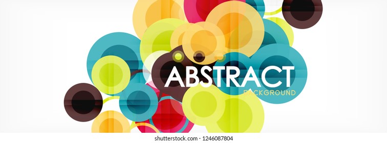 Fondo de diseño de círculos superpuestos. Plantilla de diseño abstracto de moda para presentación de negocios o tecnología o portada de folletos web, fondo de pantalla. Ilustración del vector