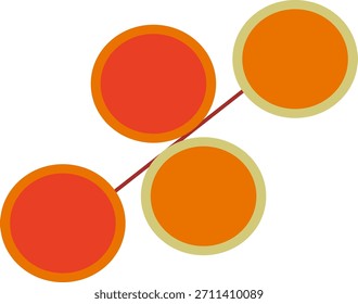 Diagrama de círculos superpuestos con 4 pasos y puntos de conexión, flujo abstracto.