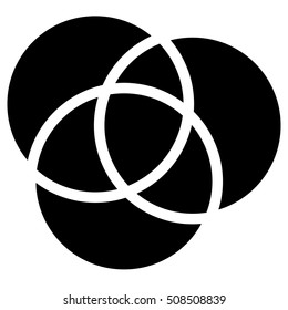 Overlapping circles icon - Contour of 3 overlapping, intersecting circles