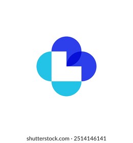overlapping circles with letter L - abstract geometrical logo design template - editable vector