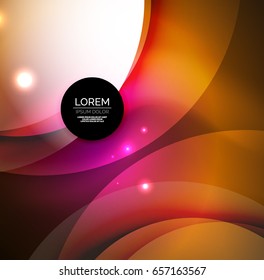 Sobreposición de círculos sobre un fondo abstracto brillante con efectos de luz brillantes, plantilla de diseño de estilo mágico