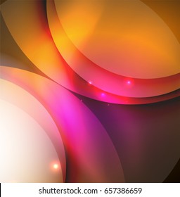 Sobreposición de círculos sobre un fondo abstracto brillante con efectos de luz brillantes, plantilla de diseño de estilo mágico
