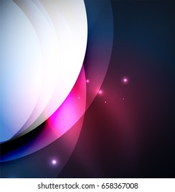 Sobreposición de círculos sobre un fondo abstracto brillante con efectos de luz brillantes, plantilla de diseño de estilo mágico