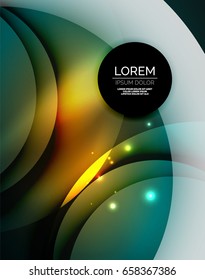 Sobreposición de círculos sobre un fondo abstracto brillante con efectos de luz brillantes, plantilla de diseño de estilo mágico