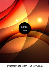 Sobreposición de círculos sobre un fondo abstracto brillante con efectos de luz brillantes, plantilla de diseño de estilo mágico