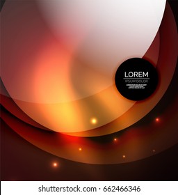 Sobreposición de círculos sobre un fondo abstracto brillante con efectos de luz brillantes, plantilla de diseño de estilo mágico