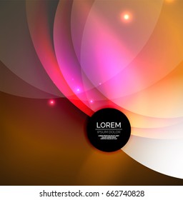 Sobreposición de círculos sobre un fondo abstracto brillante con efectos de luz brillantes, plantilla de diseño de estilo mágico