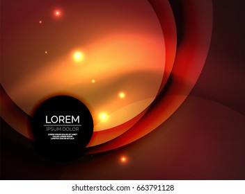Sobreposición de círculos sobre un fondo abstracto brillante con efectos de luz brillantes, plantilla de diseño de estilo mágico