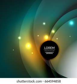 Sobreposición de círculos sobre un fondo abstracto brillante con efectos de luz brillantes, plantilla de diseño de estilo mágico