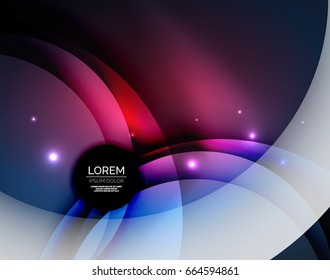 Sobreposición de círculos sobre un fondo abstracto brillante con efectos de luz brillantes, plantilla de diseño de estilo mágico