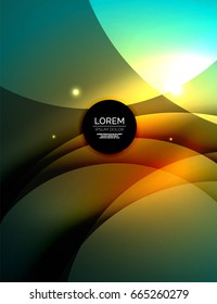 Sobreposición de círculos sobre un fondo abstracto brillante con efectos de luz brillantes, plantilla de diseño de estilo mágico