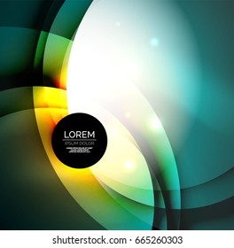Sobreposición de círculos sobre un fondo abstracto brillante con efectos de luz brillantes, plantilla de diseño de estilo mágico