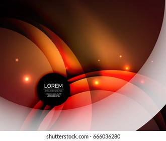 Überschneidende Kreise auf leuchtendem abstraktem Hintergrund mit leuchtenden Lichteffekten, Design-Vorlage im magischen Stil
