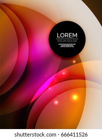 Sobreposición de círculos sobre un fondo abstracto brillante con efectos de luz brillantes, plantilla de diseño de estilo mágico