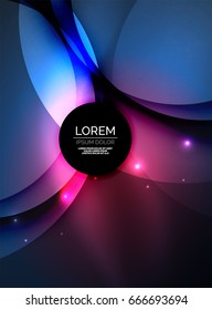 Sobreposición de círculos sobre un fondo abstracto brillante con efectos de luz brillantes, plantilla de diseño de estilo mágico