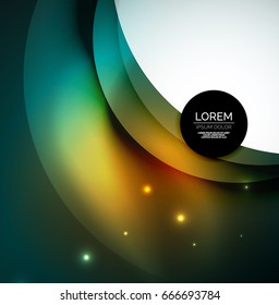 Sobreposición de círculos sobre un fondo abstracto brillante con efectos de luz brillantes, plantilla de diseño de estilo mágico