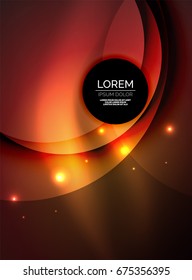 Sobreposición de círculos sobre un fondo abstracto brillante con efectos de luz brillantes, plantilla de diseño de estilo mágico