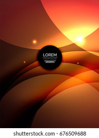 Sobreposición de círculos sobre un fondo abstracto brillante con efectos de luz brillantes, plantilla de diseño de estilo mágico