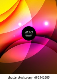 Sobreposición de círculos sobre un fondo abstracto brillante con efectos de luz brillantes, plantilla de diseño de estilo mágico