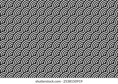 Overlapping Circles Pattern, Monochrome pattern, Abstract texture for fabric print, card, table cloth, furniture, banner, cover, invitation, decoration, wrapping.seamless repeating pattern.