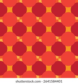 Overlapping circles seamless print pattern integrated with diagonal rectangular square window openings underneath the circle design. Vector illustration of repeating circle for vinyl stickers. EPS 10.